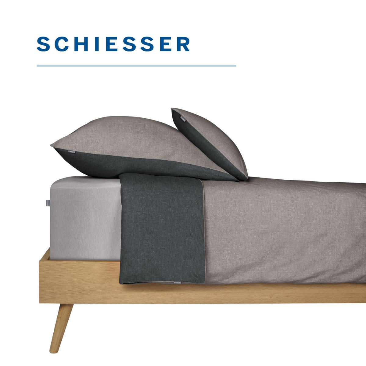 SPANNBETTLAKEN Elli 97 % Baumwolle, 3 % Elasthan 100x200 cm Hellgrau - Hellgrau, Textil (100/200cm) - SCHIESSER