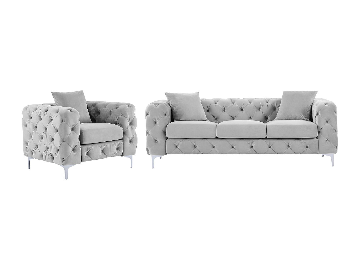 Vente-Unique Couchgarnitur Hellgrau 220x76x91 cm