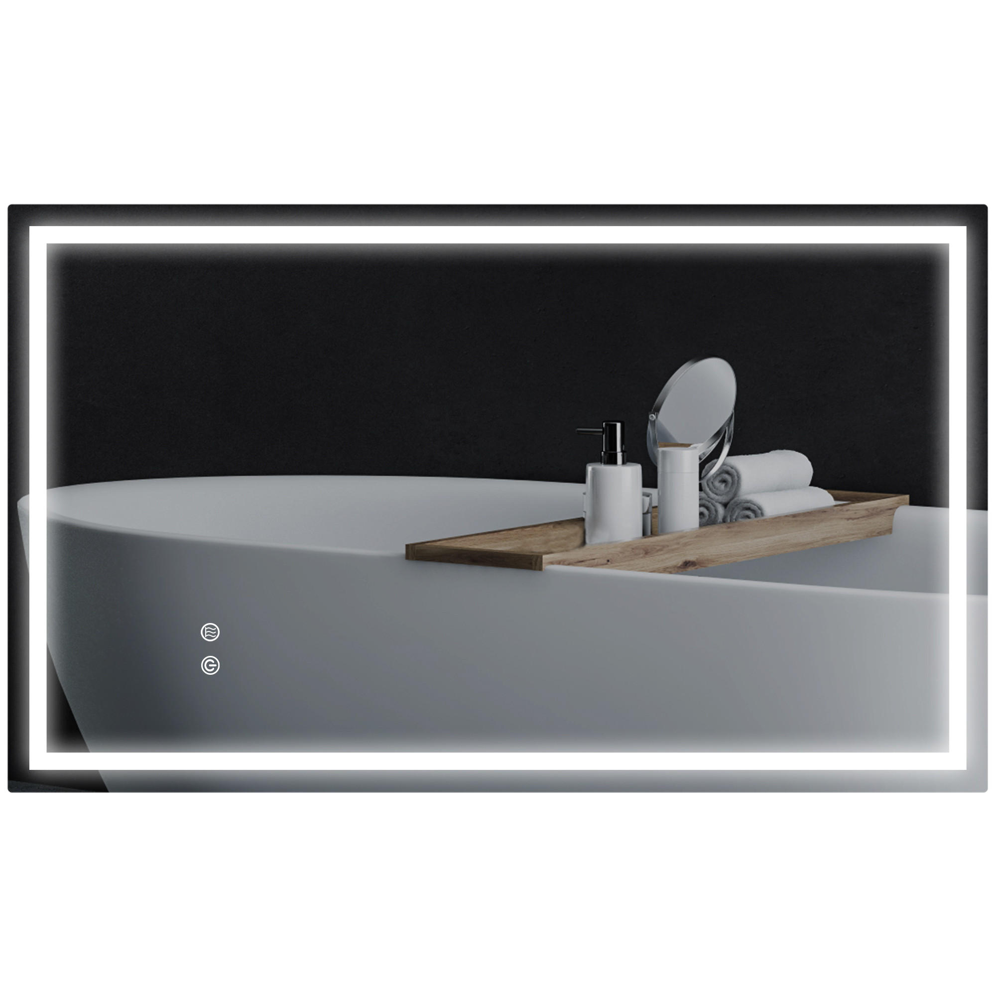 BADSPIEGEL mit Wandbeleuchtung, Touch-Schalter, 3-farbiger Beleuchtung, 80 x 100 cm - Transparent, Glas (100/60/3cm) - Vallsero