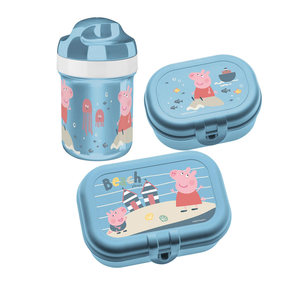 TRINKFLASCHE & BROTDOSE Peppa Pig 3-teilig - Blau, Kunststoff (1/1/1cm)