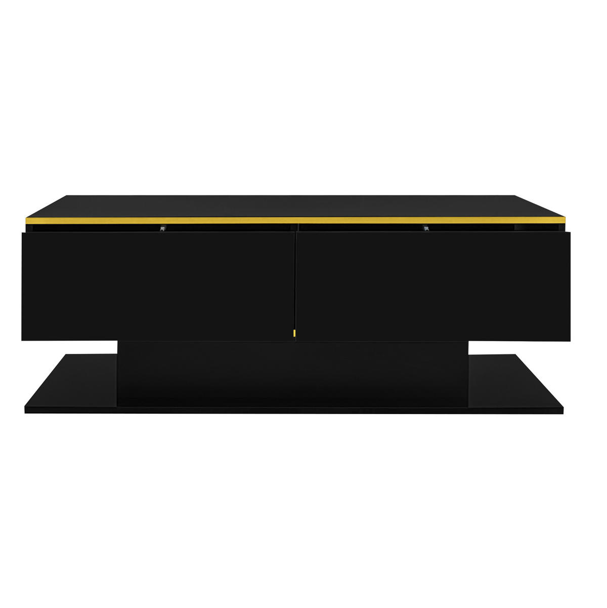 COUCHTISCH mit LED und 3 Schubladen 100 x 50 x 40 cm Schwarz Gold - Schwarz, Holzwerkstoff (100/50/40cm) - Meubliv