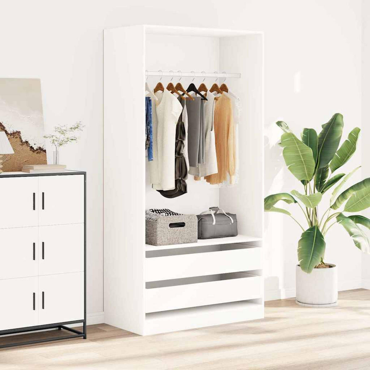 KLEIDERSCHRANK Weiss 100/50/200 Cm Holzwerkstoff - Weiß, Holzwerkstoff (50/200/100cm) - vidaXL