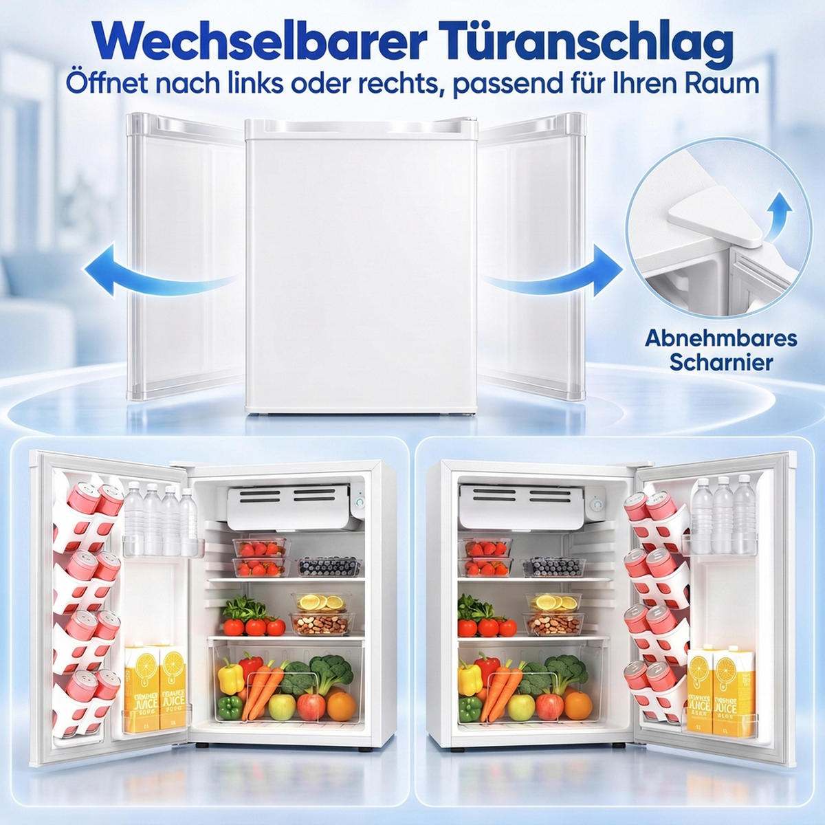 MINI-KÜHLSCHRANK Stahl PS-Kunststoff Weiß - Weiß, Metall (44.5/63.5/49cm) - HOMCOM
