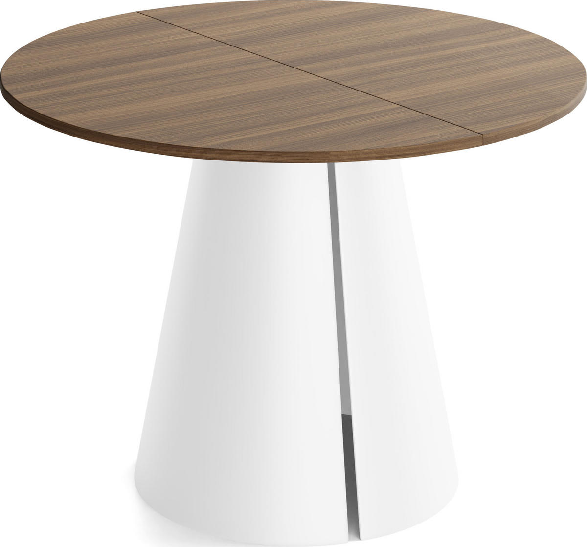 ESSTISCH Lamio runder ausziehbarer, Walnuss Braun 120-200/120/76 cm - Walnussfarben/Weiß, Holzwerkstoff/Metall (120/120/76cm) - WFL GROUP