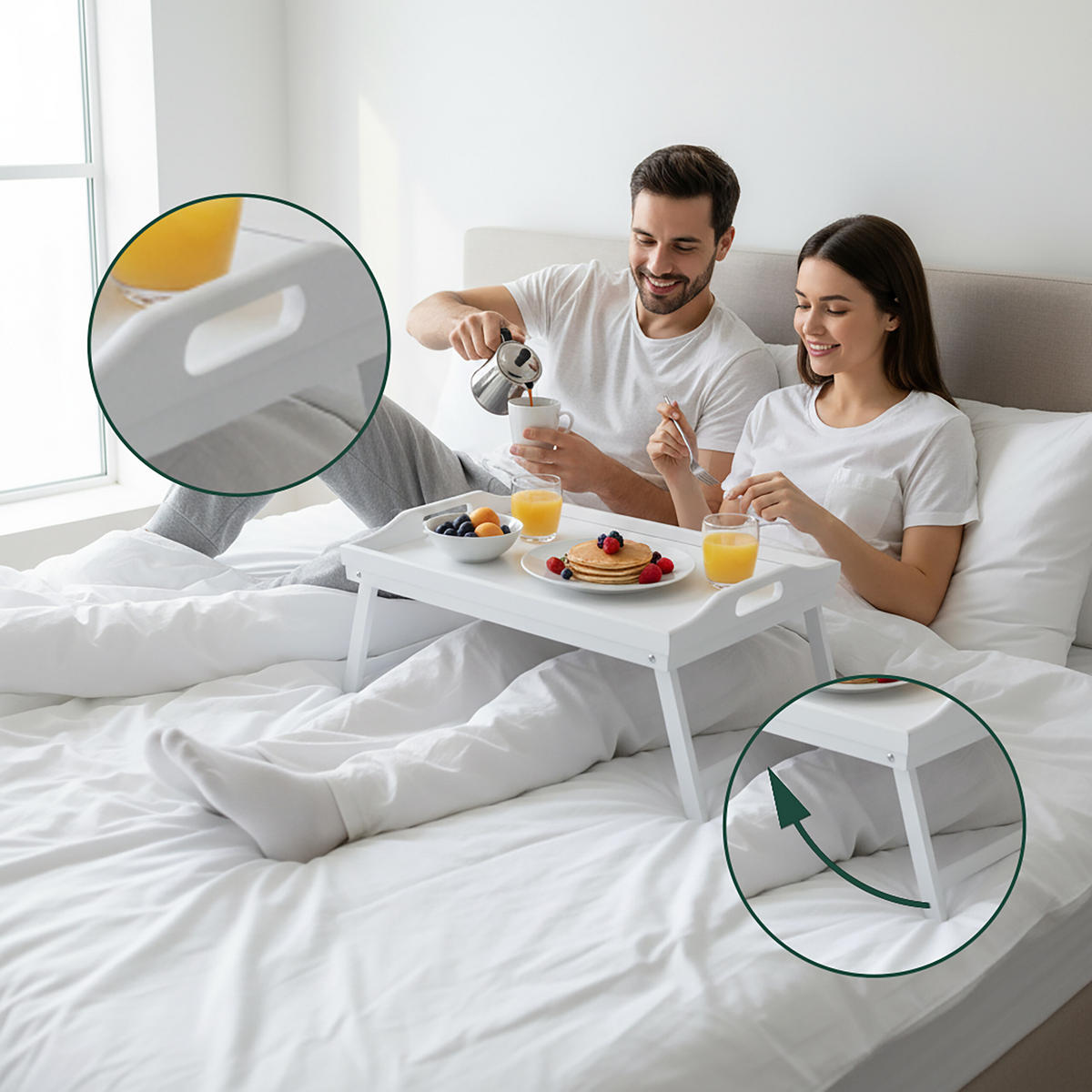 NOČNÝ stolík - biela, drevo - Relaxdays