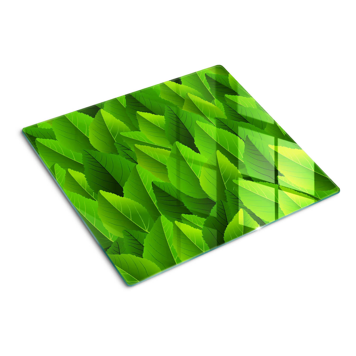 GLASPLATTE 60x52 cm Grüne Blätter - Grün, Glas (60/0.4/52cm) - TULUP