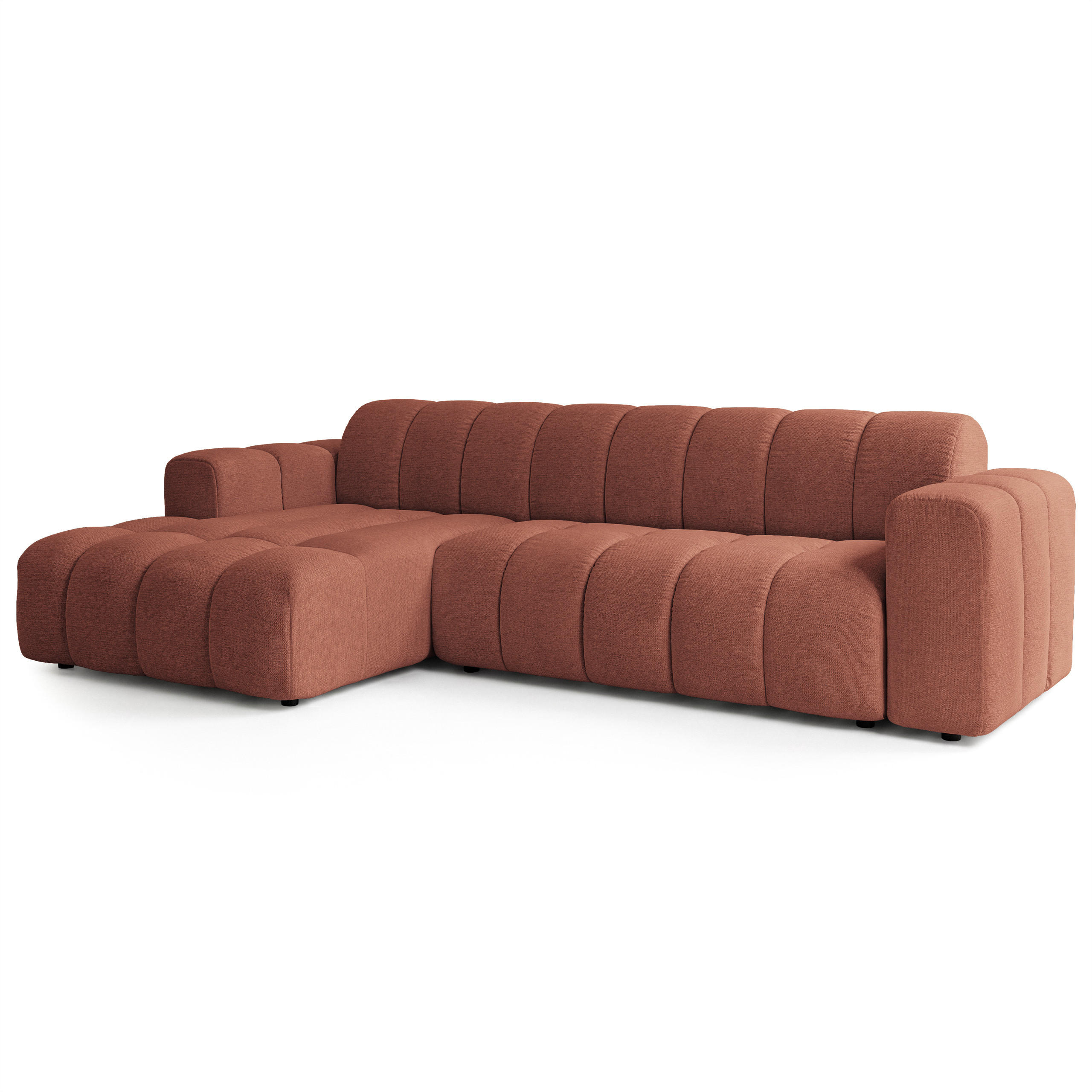ECKSOFA SETIA Orange Strukturstoff - Orange, Holz (304/165cm) - MASSENO