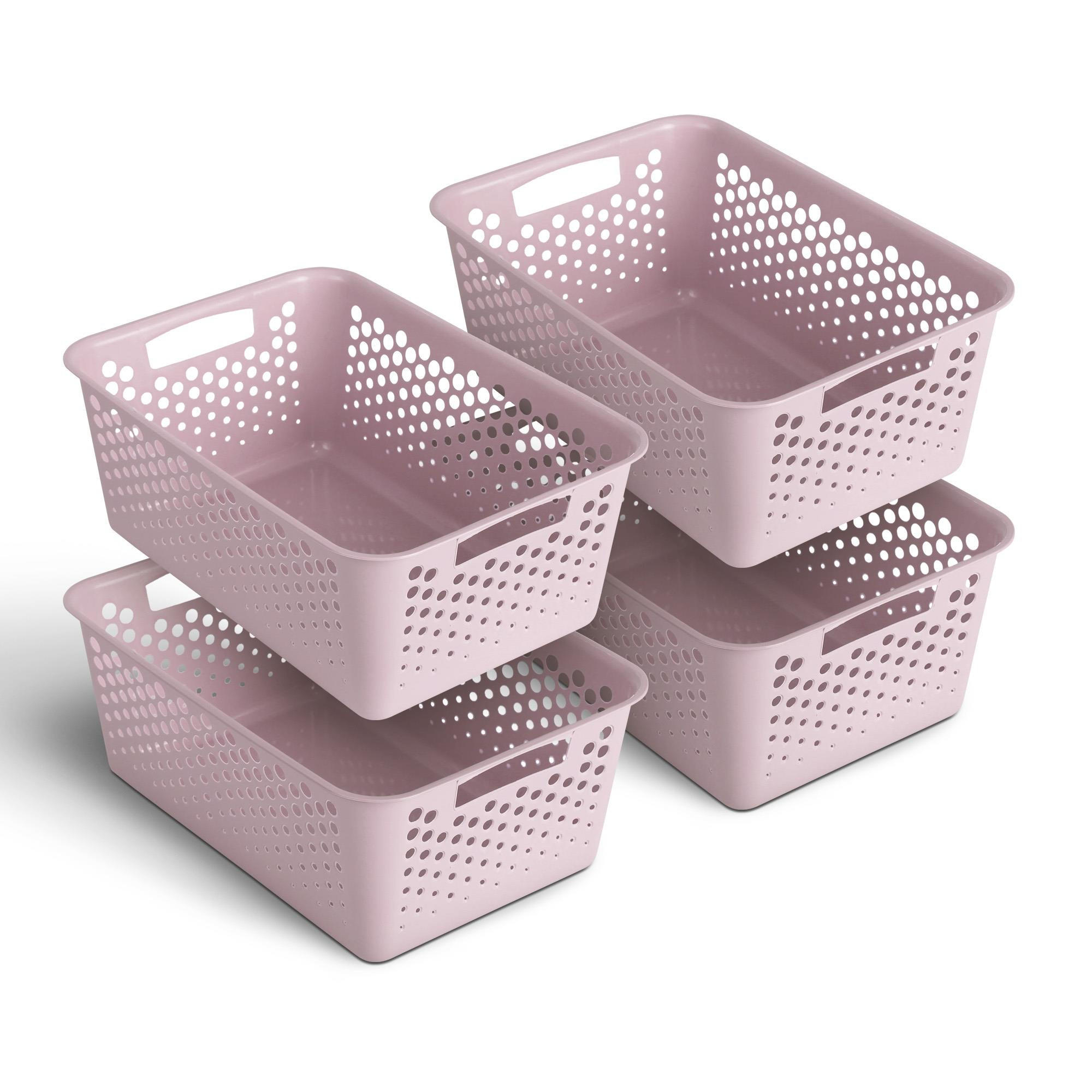 AUFBEWAHRUNGSKORB Rosa 37x26x17 cm - 4er Pack - Rosa, Kunststoff (26/17/37cm) - ProHome