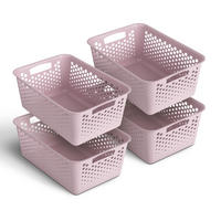 AUFBEWAHRUNGSKORB Rosa 37x26x17 cm - 4er Pack - Rosa, Kunststoff (26/17/37cm) - ProHome