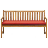 GARTENBANK zertifiziertes Holz hellbraun Auflage terracotta 160 cm Vivara - Hellbraun/Terra cotta, Holz (160/88/61cm) - Beliani