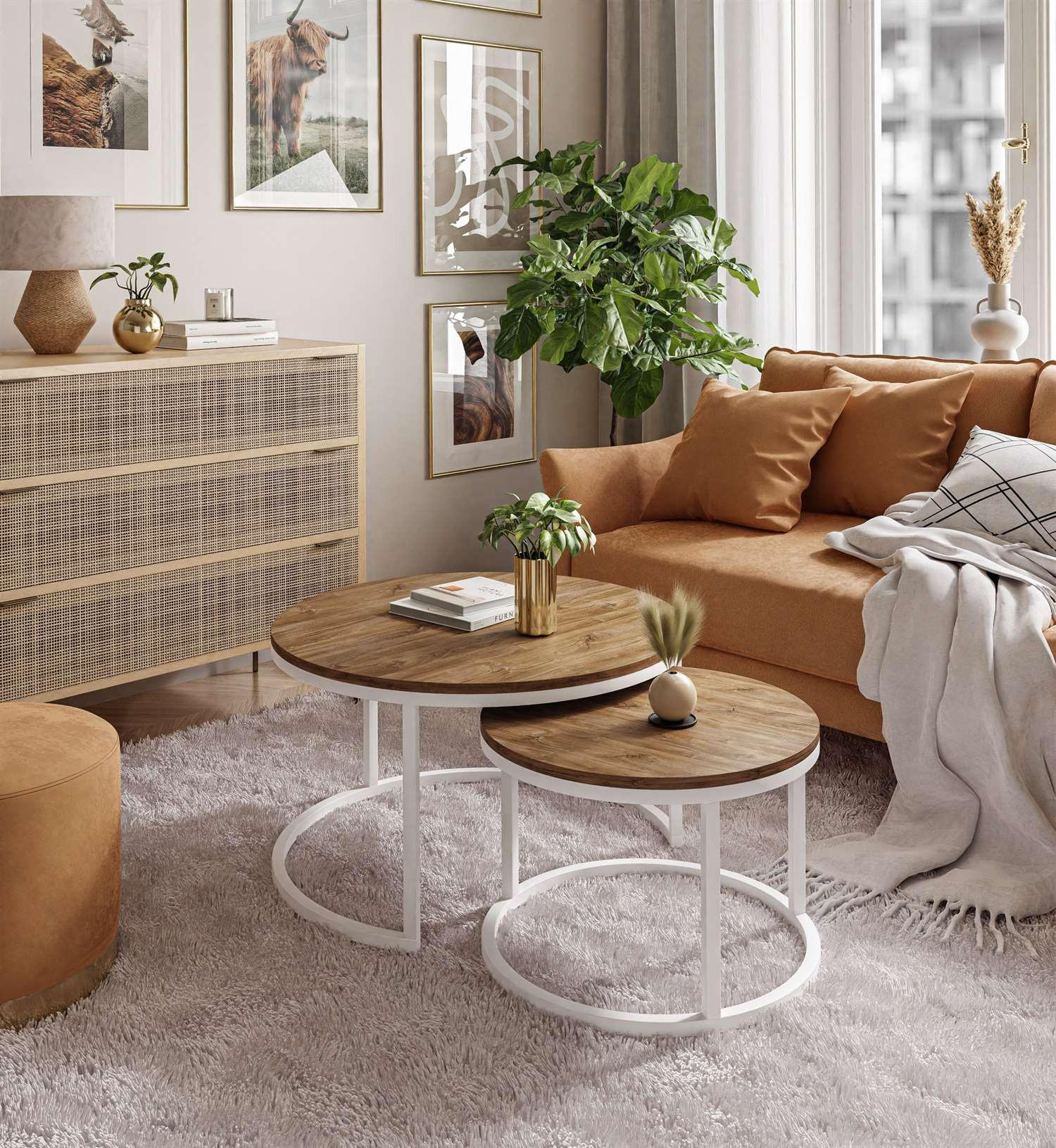 COUCHTISCH CIRI 2-in-1 Eichenholz Sterling otan - Weiß, Holzwerkstoff (70/70/48cm) - Lookway