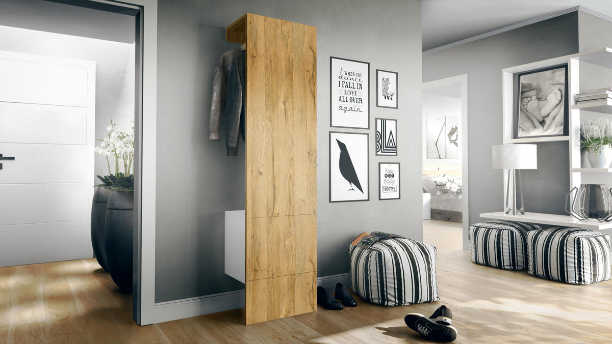 GARDEROBE Carlton Paneel in Eiche Nature - Eichefarben, Holzwerkstoff (52/193/35cm) - Vladon
