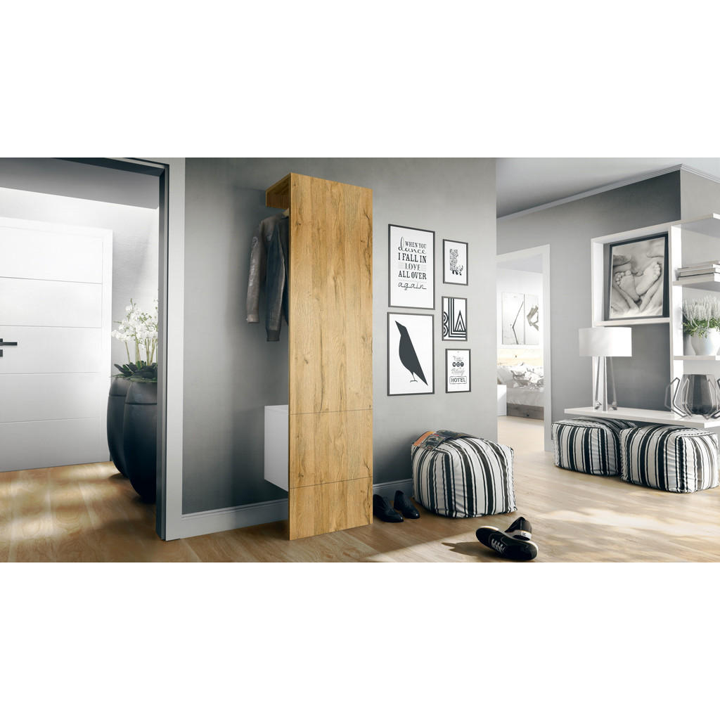 Thumbnail - Vladon Garderobe, Eiche, Holzwerkstoff, 52x193x35 cm, Garderobe, Garderoben-Sets & Serien, Garderoben-Sets