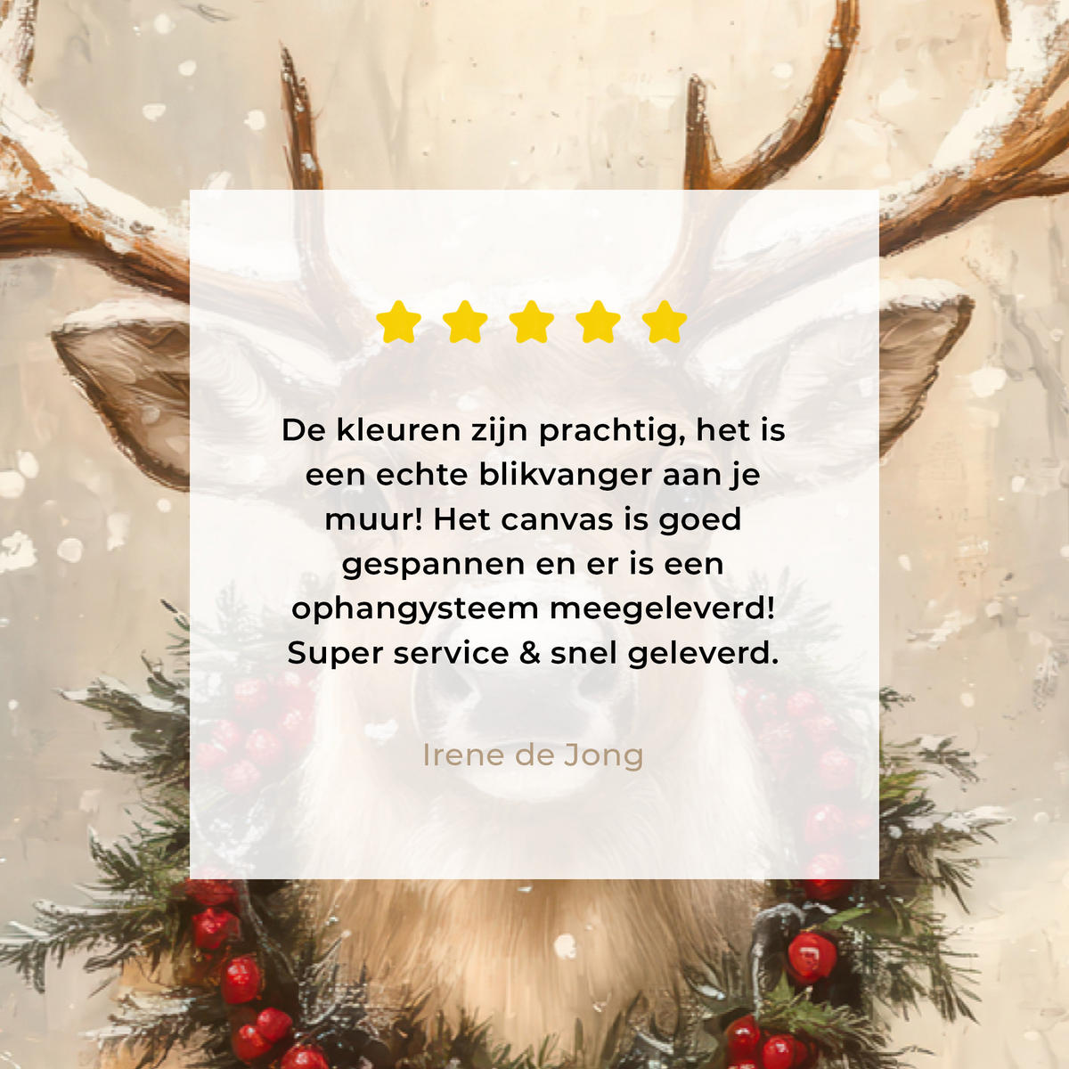 LEINWANDBILD Weihnachten - Rentier - Winter - Kranz Deko Schlafzimmer 30x20 cm - Braun, Textil (30/20cm) - MuchoWow