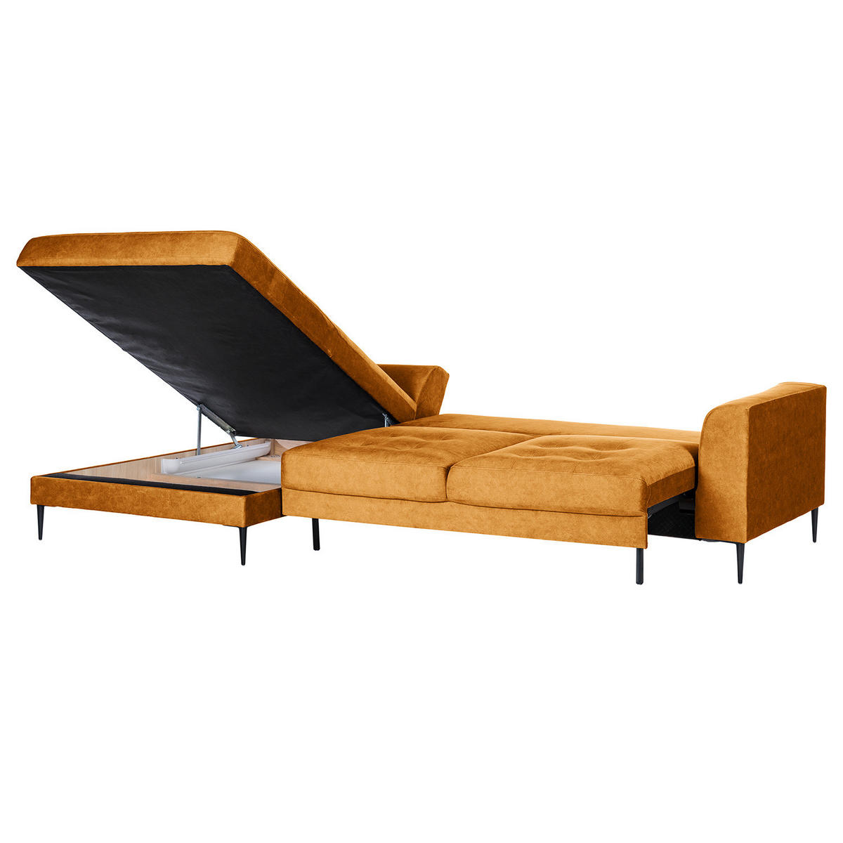 ECKSOFA mit Longchair - Rot, Textil/Metall (275/168cm) - home24