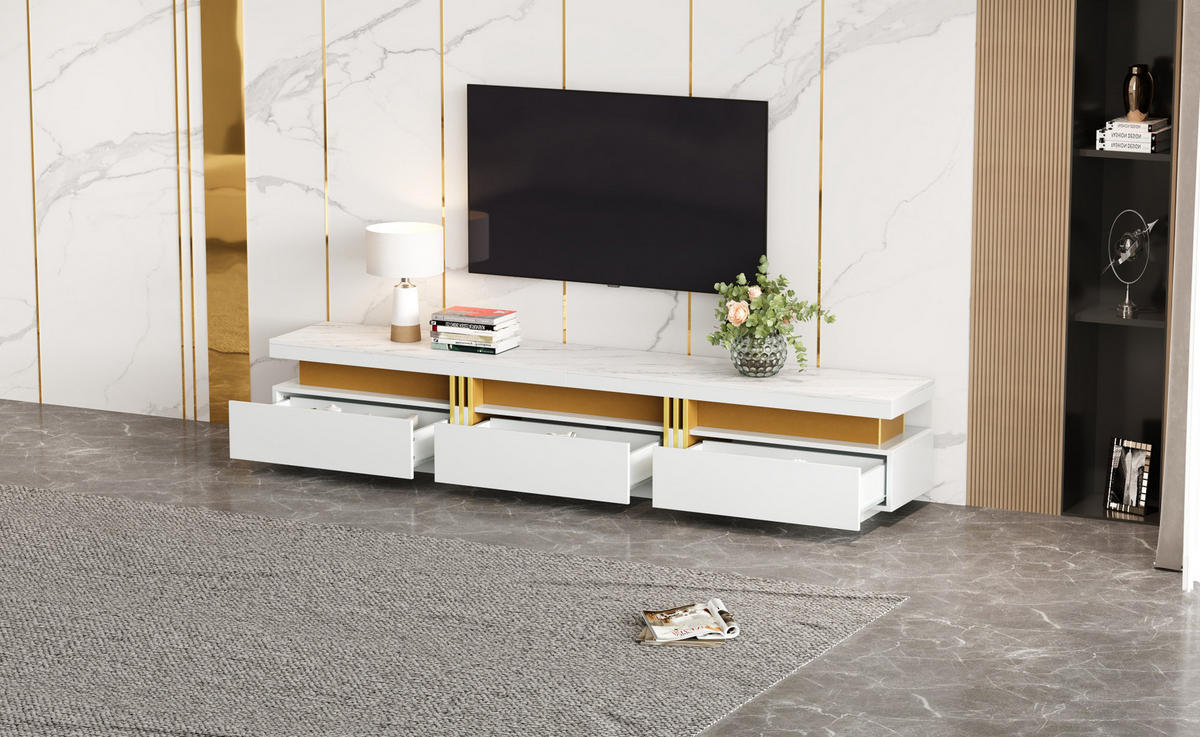 TV-LOWBOARD und Couchtisch-Set in Weiß 200/40/42 cm + 100/50/40 cm - Weiß, Holzwerkstoff (50/100/40cm) - Redom