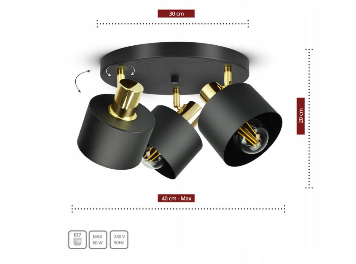 DECKENLEUCHTE BLACKSPOT - Goldfarben/Schwarz, Metall (30/30/20cm) - kiki design