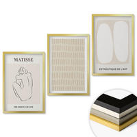 WANDBILDER 3er Set - 40x60 cm Goldrahmen - Linien, Formen, Beige, Weiß - Goldfarben, Kunststoff (40/60cm) - ArtPrintCave