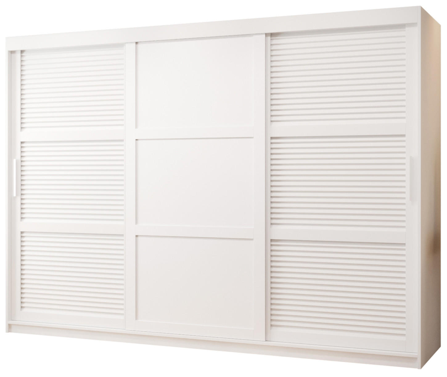 SCHWEBETÜRENSCHRANK 200/250/62 3-türig - Silberfarben/Weiß, Holz/Kunststoff (250/200/62cm) - MÖBEL KRYSPOL