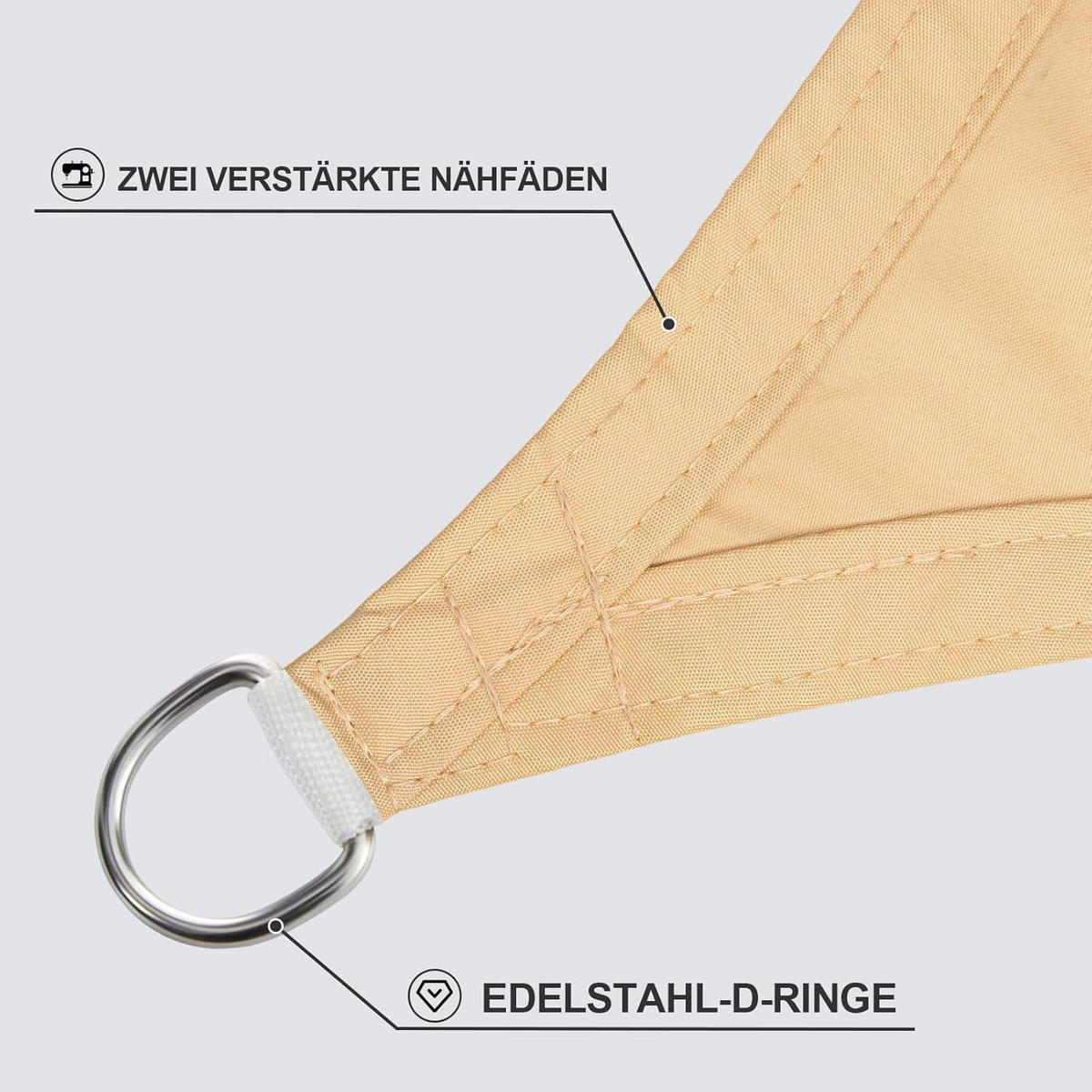 SONNENSEGEL Rechteckig 2 x 4 m Wasserdicht UV-Schutz 95% Sand - Sandfarben, Textil (200/400cm)