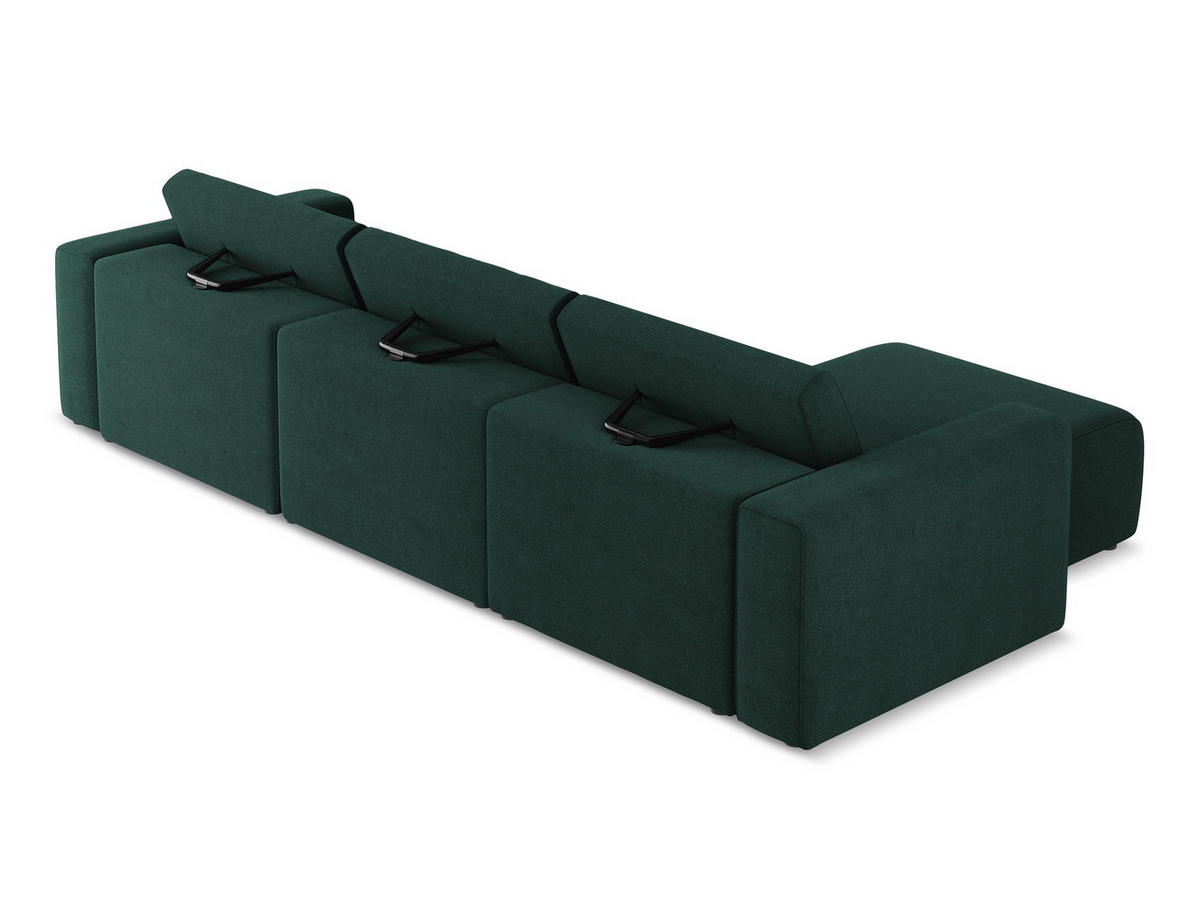 ECKSOFA Links Strukturstoff Stoff Grün - Dunkelgrün/Schwarz, Kunststoff/Textil (167/314cm) - Makamii