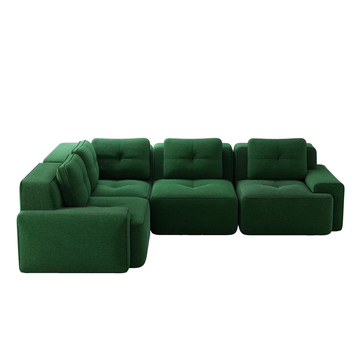 ECKSOFA 295/206/69 cm grün aus Cordstoff modular und montagefrei - Grün, Textil (206/295cm) - OKWISH