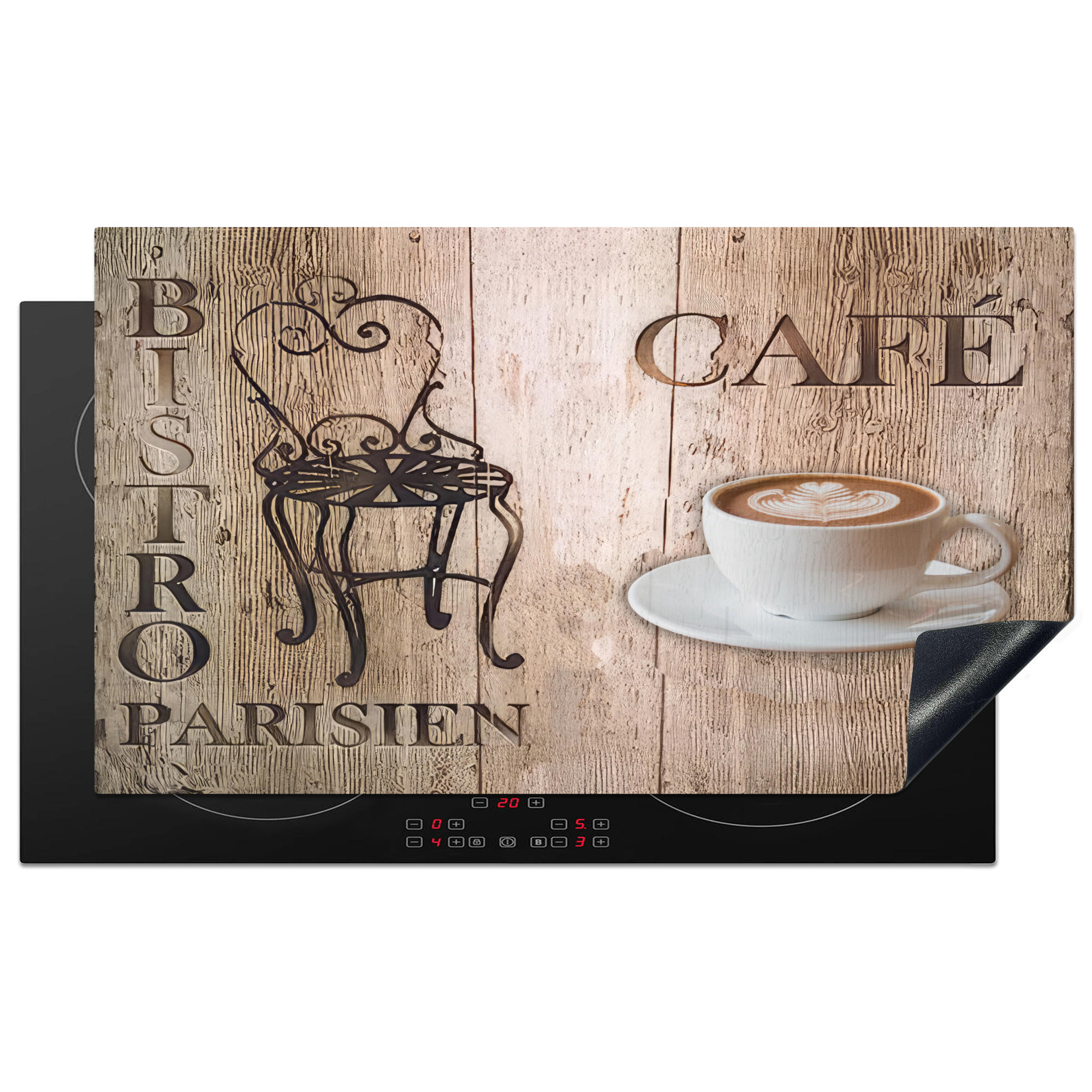 HERDABDECKPLATTE Bistro Parisien - Café - Kaffee - Jahrgang 89x51 cm - Cappuccino, Kunststoff (89.6/0.2/51.6cm) - MuchoWow
