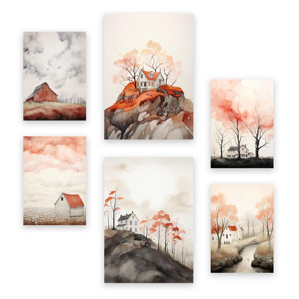 POSTER Set Mit 6 Orange Stadt A3 & A4 Rahmenlos - Klar, Papier (29/3cm) - Nacnic