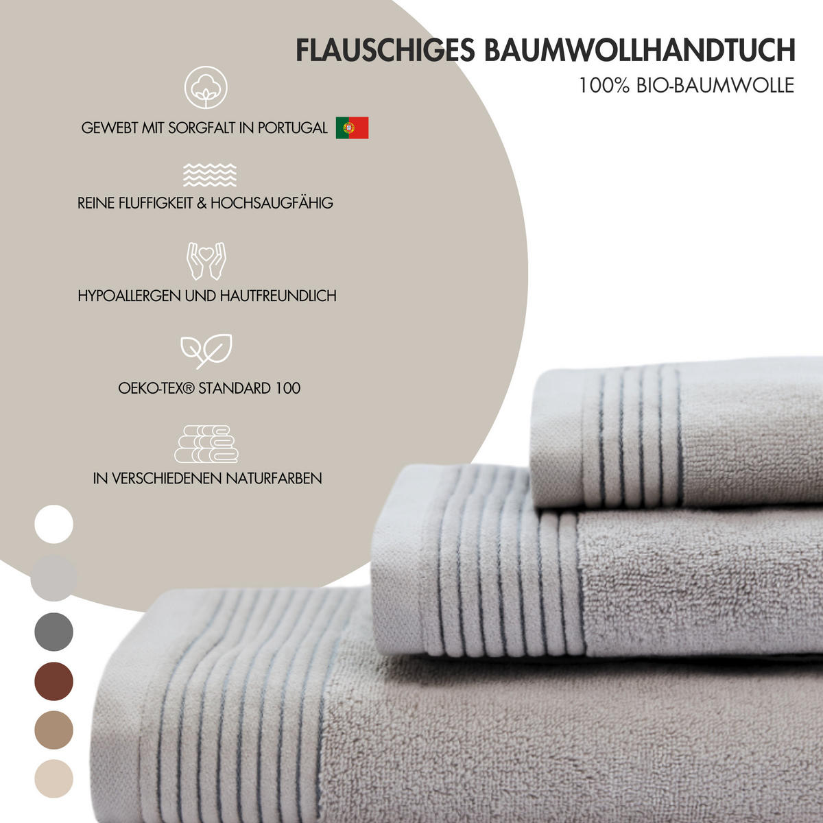 HANDTUCH Silver Mist 2er Set, 50x100cm, Baumwolle, Hellgrau - Hellgrau, Textil (50/100cm) - SOWL