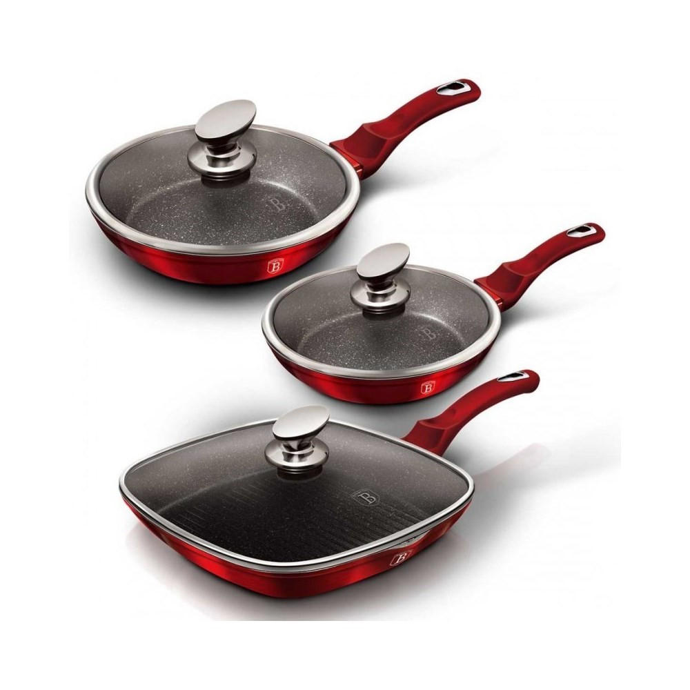 PFANNENSET Rot 28/28/4 cm BH6189 - Rot, Glas - Berlinger Haus