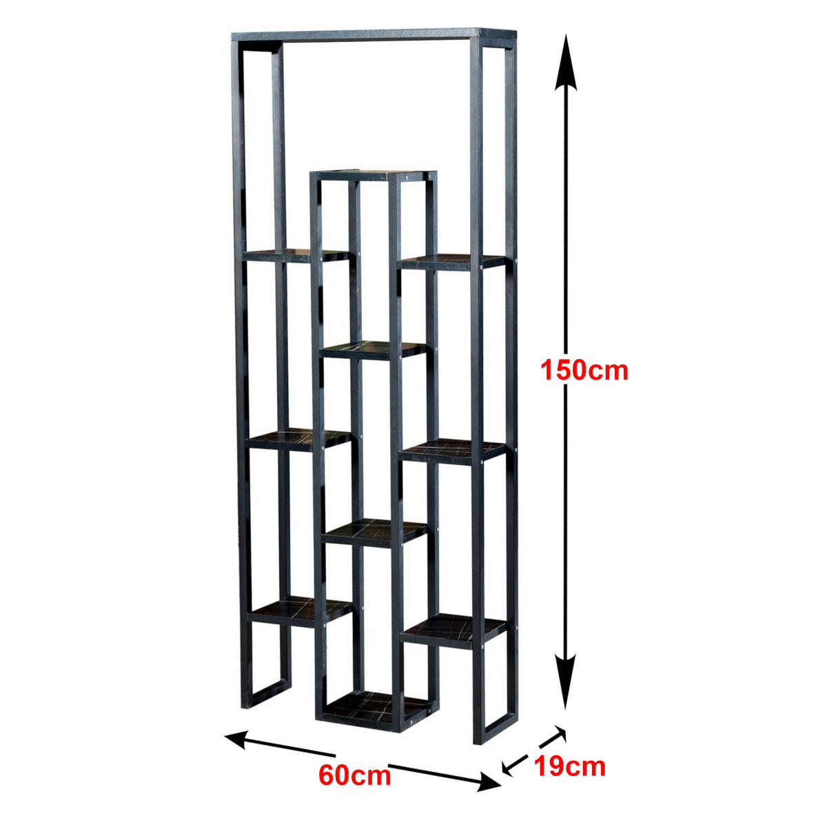 STANDREGAL Blaavandshuk - Schwarz, Holzwerkstoff/Metall (60/150/19cm) - [en.casa]