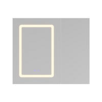 SPIEGELSCHRANK, Wandbadezimmerschrank mit LED-Spiegel, 70 x 60 cm, mit 2 Türen, Antibeschlagfunktion - Weiß, Glas (70/60/13.5cm) - Waldena