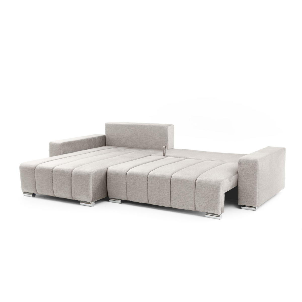 ECKSOFA Piano L Links mit Schlaffunktion 137x234 Velours Beige - Beige/Silberfarben, Holz/Textil (278/178cm) - Muffo
