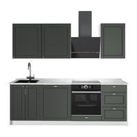 KÜCHENZEILE Fame-Line, Grün-Gold Landhaus/Weiß, 230 cm, AP Marmor - Weiß/Grün, Holzwerkstoff (230/206.8/60cm) - Vicco