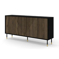 KOMMODE Schwarz, Walnuss, Gold 180/88/40 - Schwarz, Holzwerkstoff (180/88/40cm) - RAUMHIRSCH FURNITURE