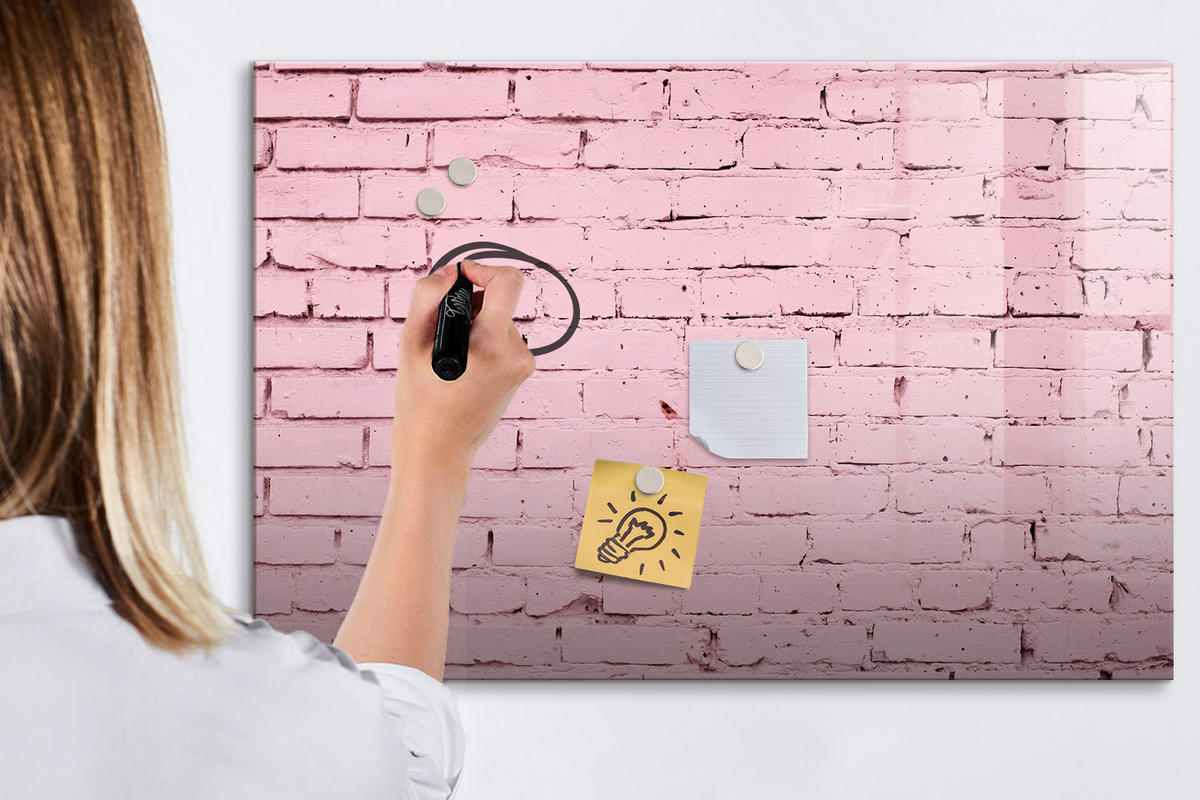 MAGNETTAFEL 90x60 Ziegelmauer - Pink, Glas (90/60/0.4cm) - TULUP