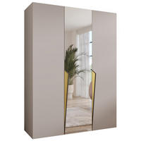 DREHTÜRENSCHRANK 202/150/52 3-türig - Beige/Goldfarben, Holz/Metall (150/202/52cm) - Abiks Möbel