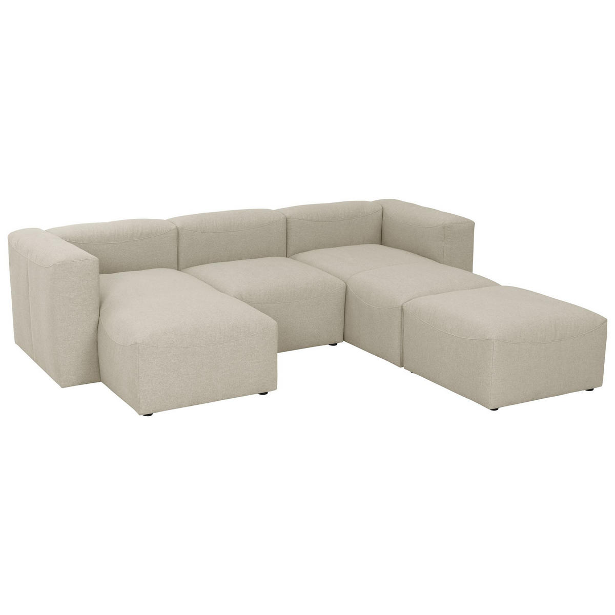 WOHNLANDSCHAFT 2 Kattrina Flachgewebe creme - Creme, Kunststoff (275/73/235cm) - 58aufmkessel