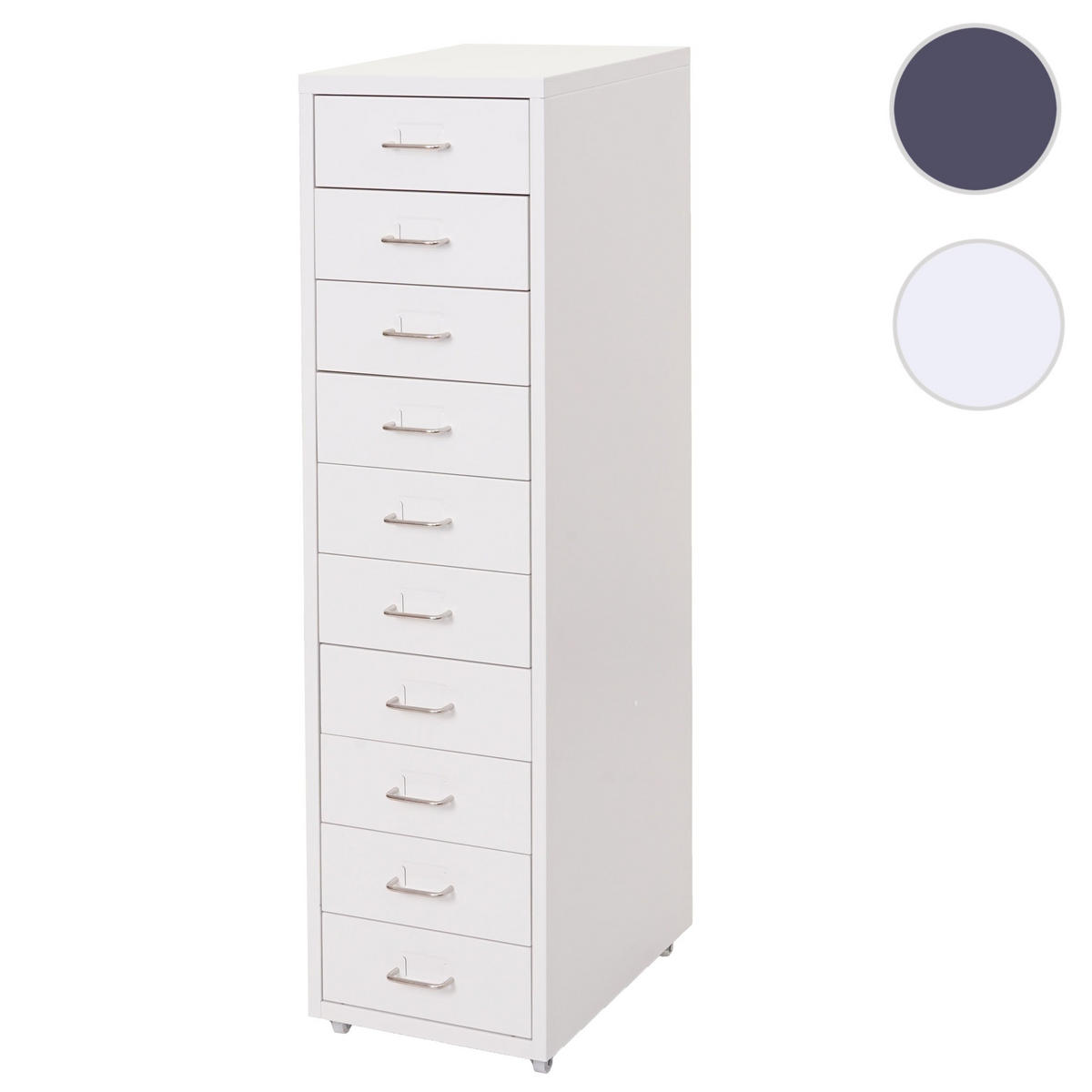ROLLCONTAINER Housten 110x28x41cm 10 Schubladen Weiß - Weiß, Metall (28/110/41cm) - PROREGAL