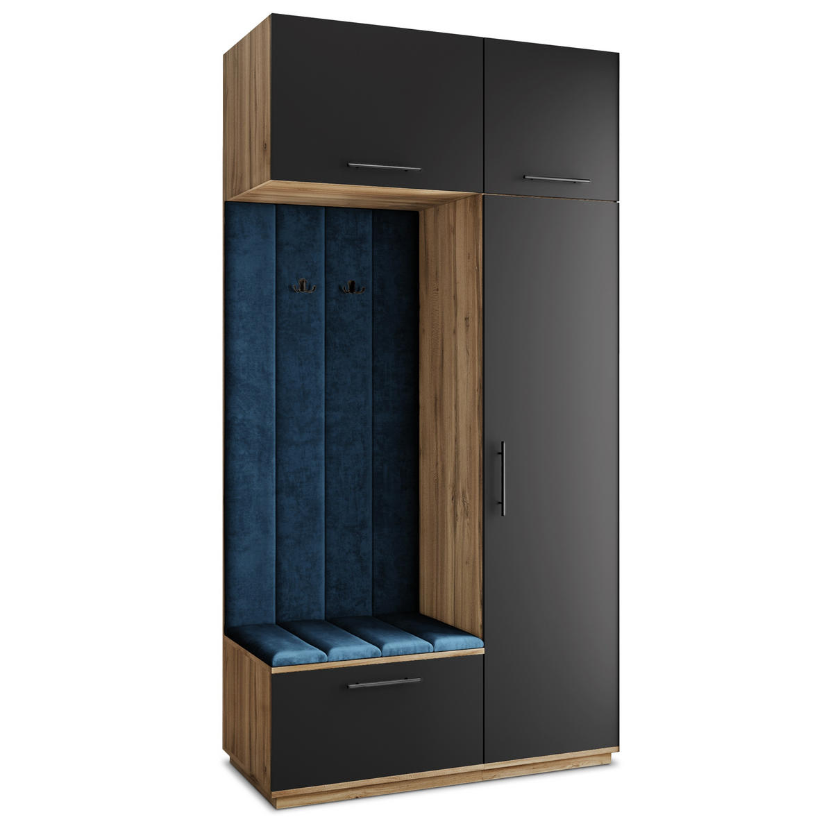 GARDEROBENSCHRANK REMA 120/240/60 cm Modern Garderobe-Set Eiche Wotan - Blau/Eiche Wotan, Holzwerkstoff (120/240/60cm) - MASSENO