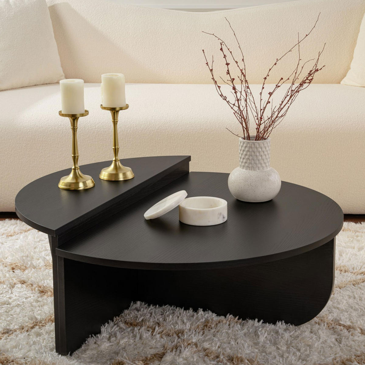 COUCHTISCH - Schwarz - 2er-Set - Schwarz, Holz (90/60/30cm) - Drawer