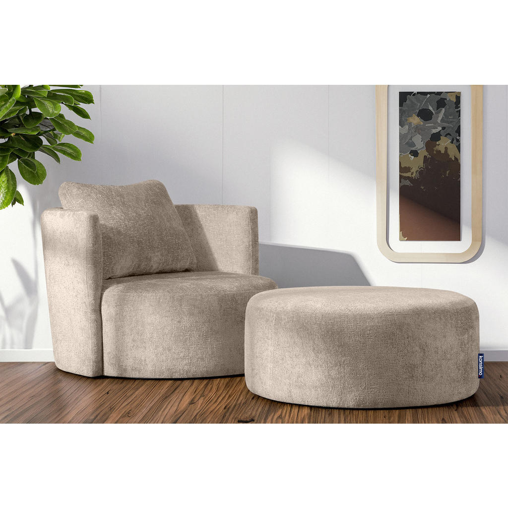 Thumbnail - Konsimo® Sitzhocker, Grau, Dunkelgrau, Textil, Rund, 80x36x80 cm, Hergestellt in Europa, Wohnzimmer, Hocker, Poufs