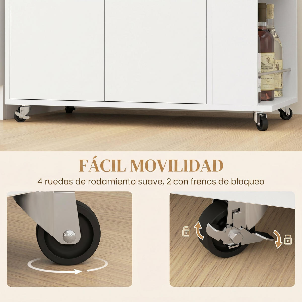KÜCHENWAGEN, Rollbarer Wagen 75 x 40 x 80,5 cm mit 2 Türen, Weiß - Multicolor, Metall (75/80.5/40cm) - FORIOUS
