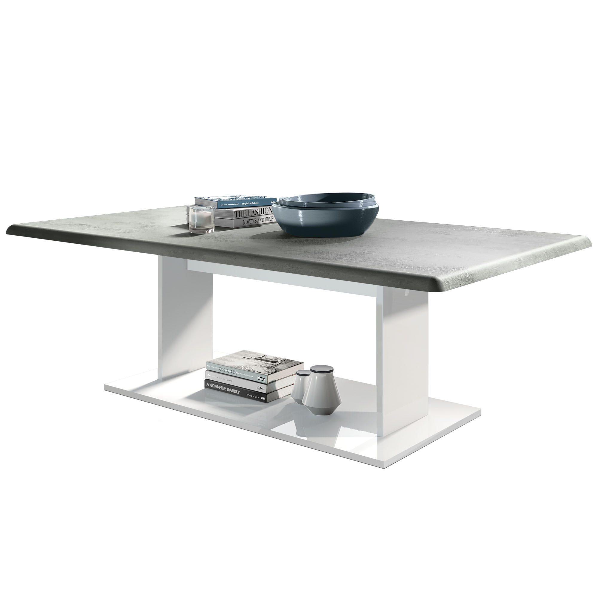 COUCHTISCH Mono Tischplatte in Beton Oxid Optik - Hellgrau, Holzwerkstoff (70/120/40cm) - Vladon