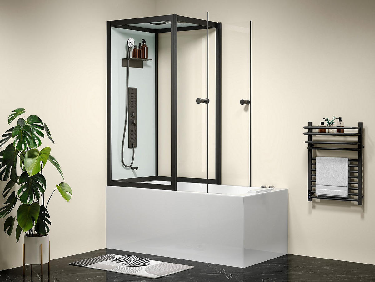 DUSCHBADEWANNE - 1 Person - metall - schwarz, weiß Daria - Schwarz/Weiß, Metall (150/215/75cm) - Vente-Unique