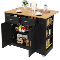 KÜCHENINSEL 120/40/90 cm schwarz aus MDF mit Klappplatte - Schwarz, Holzwerkstoff (120/90/40cm) - OKWISH