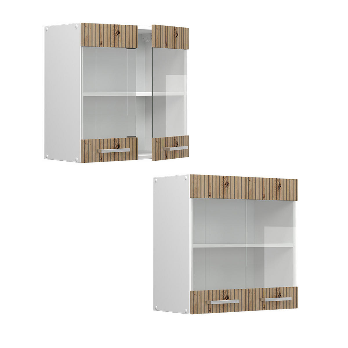KÜCHENGLASSCHRANK R-Line Artisan-Eiche 60 cm - Weiß/Eiche Artisan, Holzwerkstoff (60/60/31cm) - Vicco