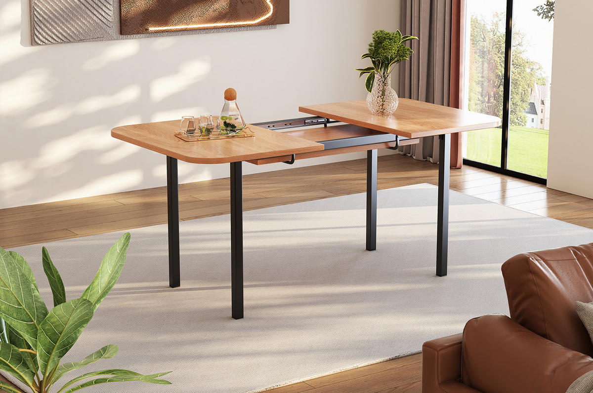 ESSTISCH 120/160 cm Naturfarbe aus MDF mit Ausziehfunktion - Eichefarben, Holzwerkstoff (160/80/75cm) - OKMYHOME