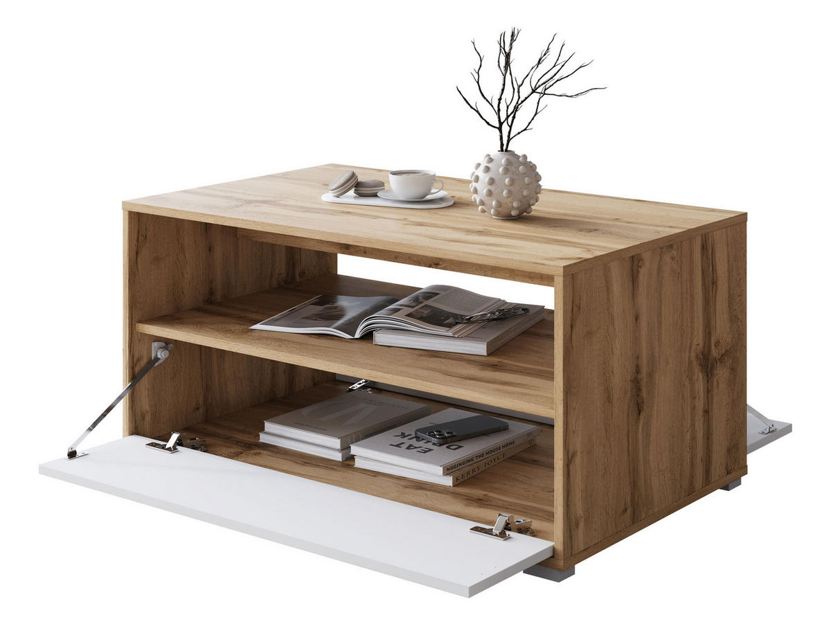 COUCHTISCH Nairobi II S02 - Eiche Wotan/Alufarben, Holzwerkstoff/Kunststoff (55/90/45cm) - MIRJAN24