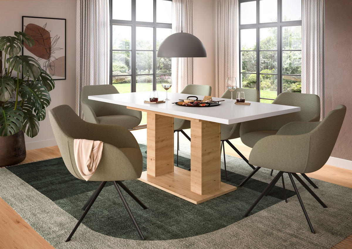 ESSTISCH MOTION (B/H/T: ca. 150/76/90 cm) in Artisan Oak Nachbildung/weiß - Eiche Artisan, Holzwerkstoff (90/150/76cm)